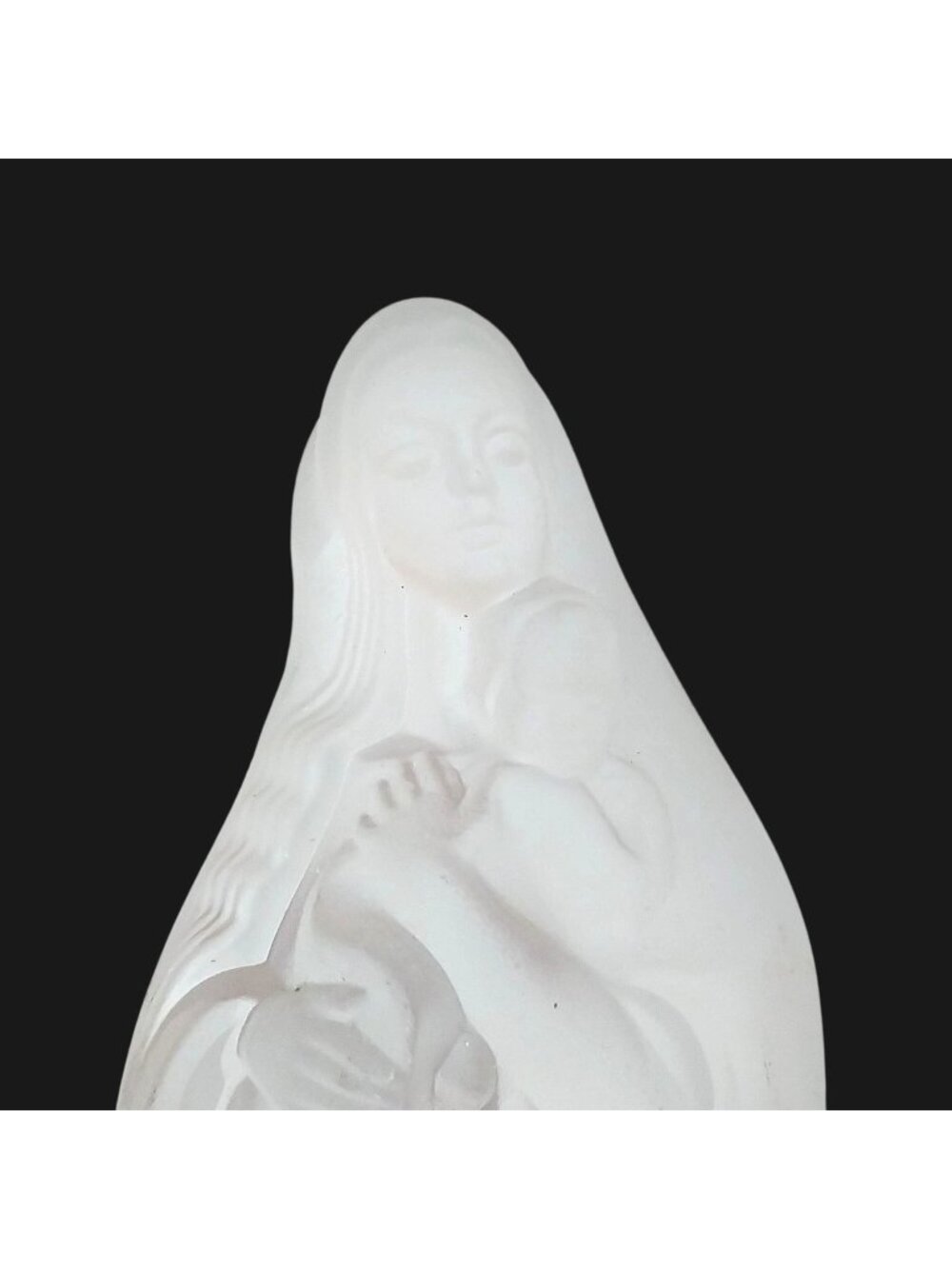 Cristal d'Arques Virgin Mary Frosted Lead Crystal Madonna & Child Statue